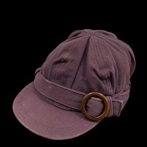 Elegant Plum Women's Hat with Wooden Ring